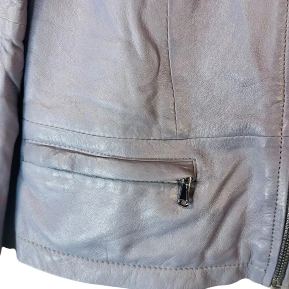 Rino & Pelle Abigail Leather Jacket Women's 40 Lavender Moto Zip‎ Lambskin READ